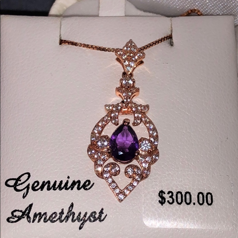 Free Shipping Genuine Amethyst & Lab Sapphires